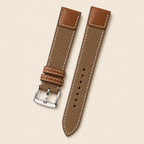 Brown Canvas Watch Strap leather watch strap, flat lay