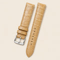 Brown Gold Alligator Leather Watch Strap leather watch strap, flat lay