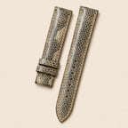 Brown Gray Lizard Leather Watch Strap leather watch strap, flat lay