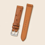 Brown Ostrich Fixed Bars Leather Watch Strap leather watch strap, flat lay