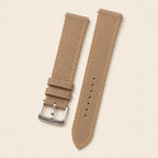 Brown Sailcloth Rubber Watch Strap leather watch strap, flat lay