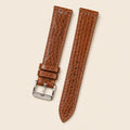 Brown Sea Snake Leather Watch Strap leather watch strap, flat lay