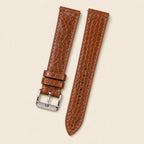 Brown Sea Snake Leather Watch Strap leather watch strap, flat lay