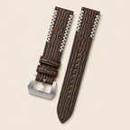 Brown Shark Leather Watch Strap leather watch strap, flat lay