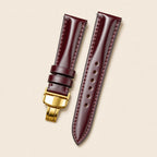 Cherry Brown Shell Cordovan Leather Watch Strap leather watch strap, flat lay