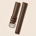 Chocolate Alligator Leather Watch Strap leather watch strap, flat lay