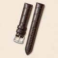 Chocolate Brown Alligator Leather Watch Strap leather watch strap, flat lay