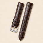 Chocolate Brown Alligator Leather Watch Strap leather watch strap, flat lay