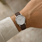 Patina Chocolate Brown Beaver Tail Leather Watch Strap worn on the wrist