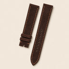 Chocolate Brown Suede Leather Watch Strap leather watch strap, flat lay
