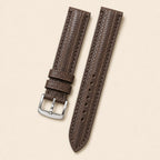 Chocolate Nubuck Leather Watch Strap leather watch strap, flat lay