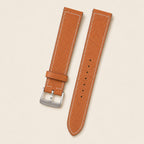 Cognac Peccary Leather Watch Strap leather watch strap, flat lay
