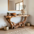 Narrow Solid Wood Console Table in Brown for Hallway or Entry