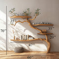 Tree Branch Floating Shelves Montessori Wall Mount Bookshelf in Brown finish