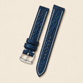 Dark Blue & Navy Shark Leather Watch Strap leather watch strap, flat lay