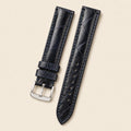 Dark Blue Ostrich Leather Watch Strap leather watch strap, flat lay