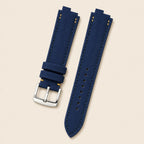Dark Blue Sailcloth Rubber Watch Strap leather watch strap, flat lay
