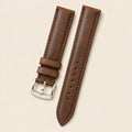 Dark Brown Waxed Leather Watch Strap leather watch strap, flat lay