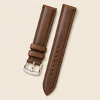 Dark Brown Waxed Leather Watch Strap leather watch strap, flat lay