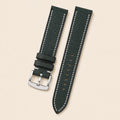 Dark Green Babele Leather Watch Strap leather watch strap, flat lay