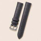 Dark Grey Alligator Leather Watch Strap leather watch strap, flat lay