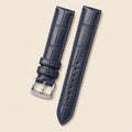 Dark Navy Alligator Leather Watch Strap leather watch strap, flat lay