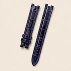 Dark Navy Blue Alligator Leather Watch Strap leather watch strap, flat lay