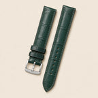 Emerald Green Alligator Leather Watch Strap leather watch strap, flat lay