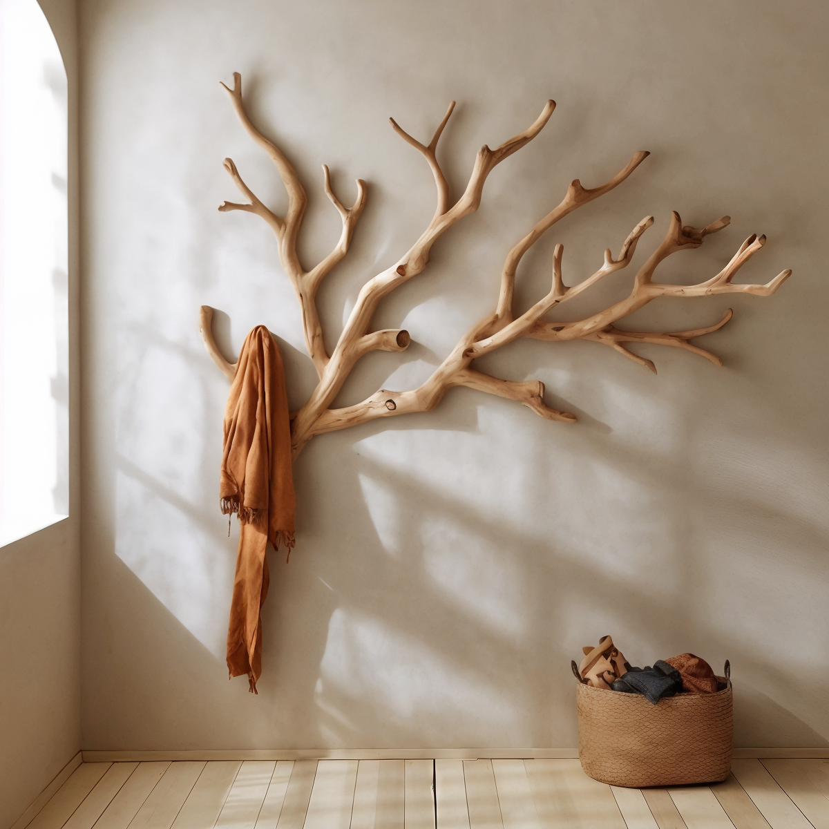 Driftwood Branch Wall-Mounted Solid Wood Coat Rack