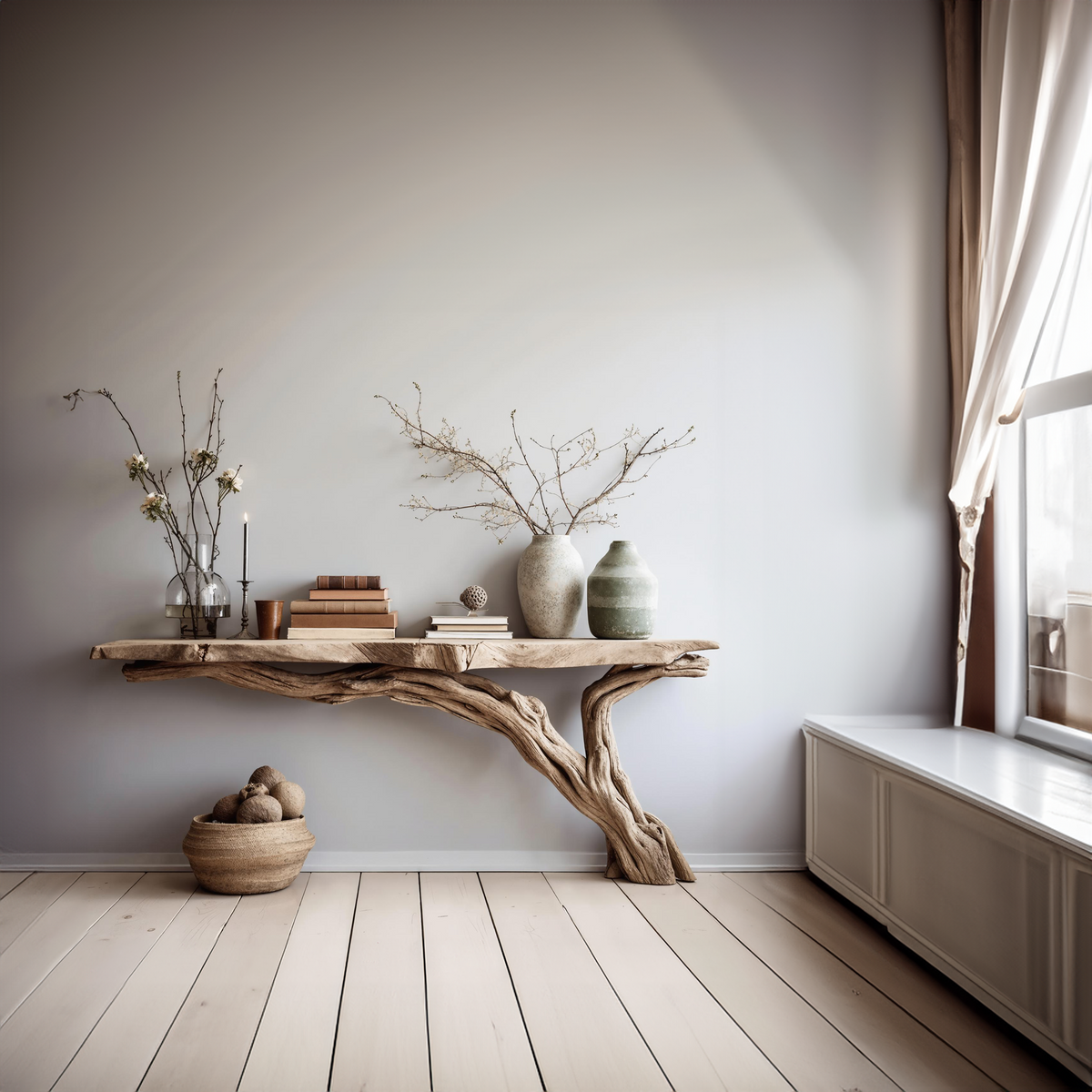 Solid Wood Rustic Console Table for Entryway and Hallway - view 2