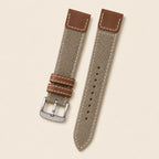 Etoupe & Brown Canvas Watch Strap leather watch strap, flat lay