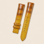 Faded Tan Brown Alligator Leather Watch Strap leather watch strap, flat lay