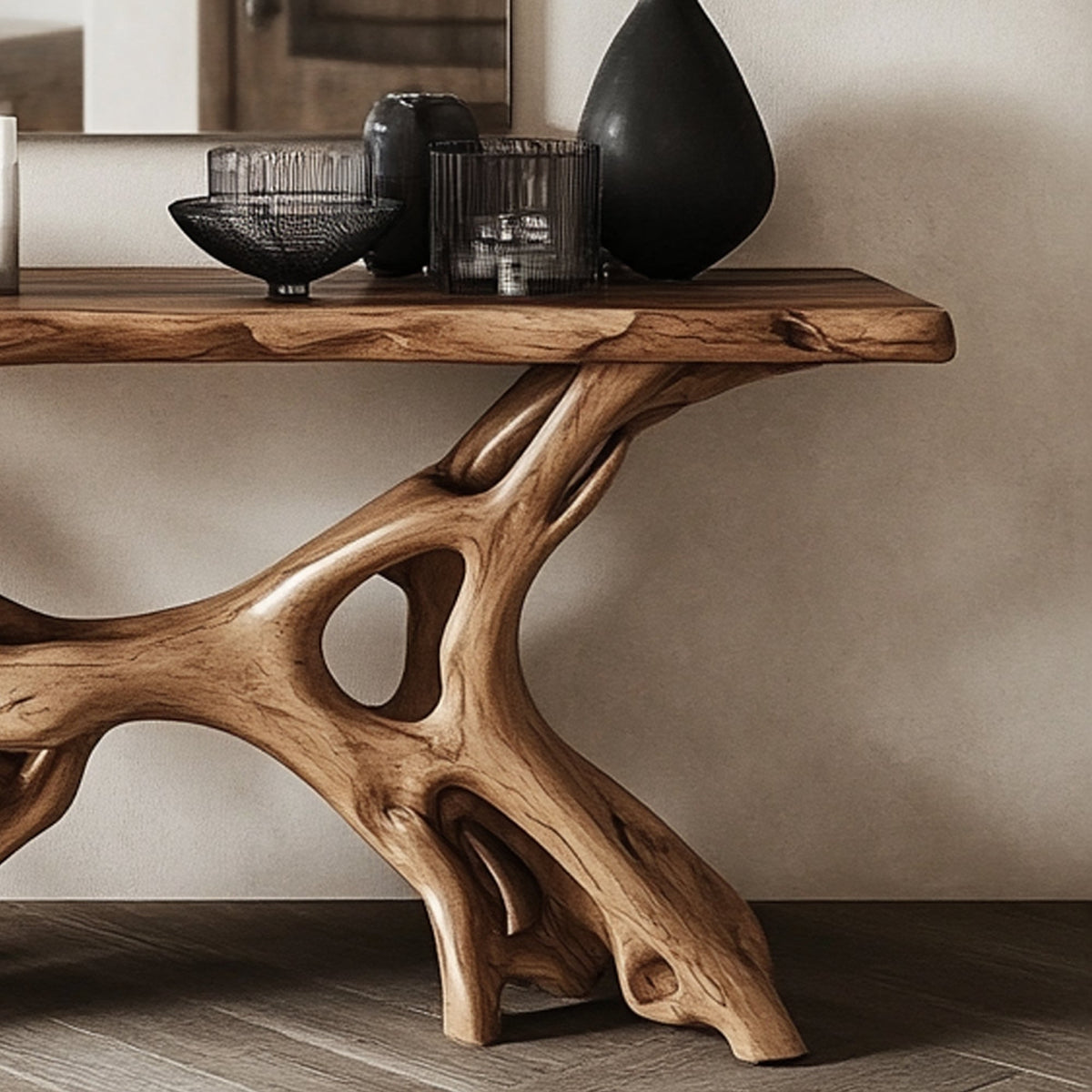 Rustic Handcrafted Solid Wood Console Table with Clean Lines - view 4