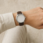 Chocolate Brown Lizard Leather Watch Strap worn on the wrist