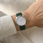 Forest Green Epsom Leather Watch Strap worn on the wrist