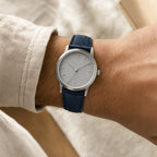 Navy Lizard Leather Watch Strap worn on the wrist