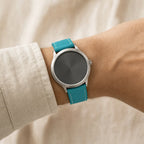 Turquoise Epsom Leather Watch Strap worn on the wrist