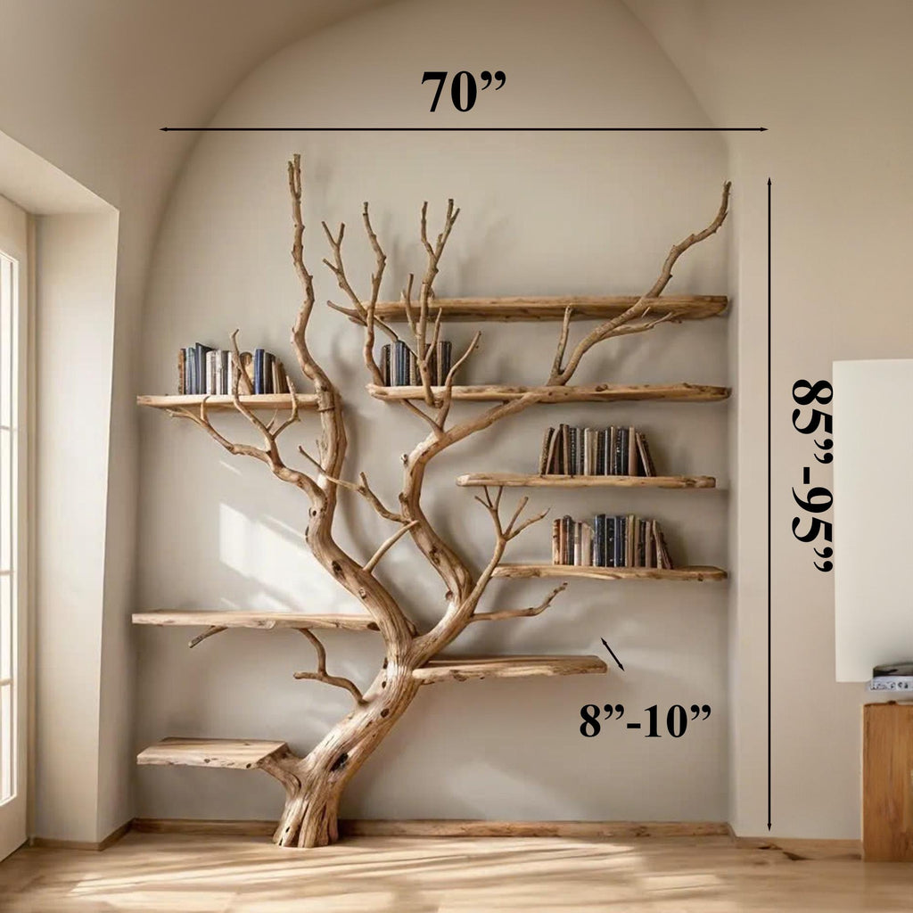 Tree Branch Wall-Mounted Floating Bookshelf in Solid Wood - view 3