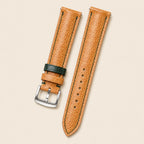 Gold Ostrich Leather Watch Strap leather watch strap, flat lay