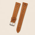 Golden Brown Rally Waxed Leather Watch Strap leather watch strap, flat lay
