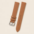 Golden Brown Saffiano Leather Watch Strap leather watch strap, flat lay