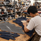 Selecting and cutting the leather in our Saigon workshop