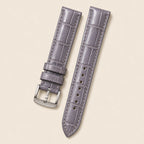 Gray & Grey Alligator Leather Watch Strap leather watch strap, flat lay