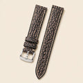 Gray Brown Shark Leather Watch Strap leather watch strap, flat lay