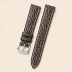 Gray Brown Shark Leather Watch Strap leather watch strap, flat lay