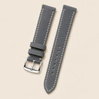 Gray Nubuck Leather Watch Strap leather watch strap, flat lay