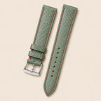 Green & Red Lizard Leather Watch Strap leather watch strap, flat lay