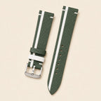 Green & White Epsom Leather Watch Strap leather watch strap, flat lay