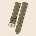 Green Canvas Watch Strap leather watch strap, flat lay