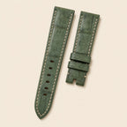 Green Nubuck Leather Watch Strap leather watch strap, flat lay